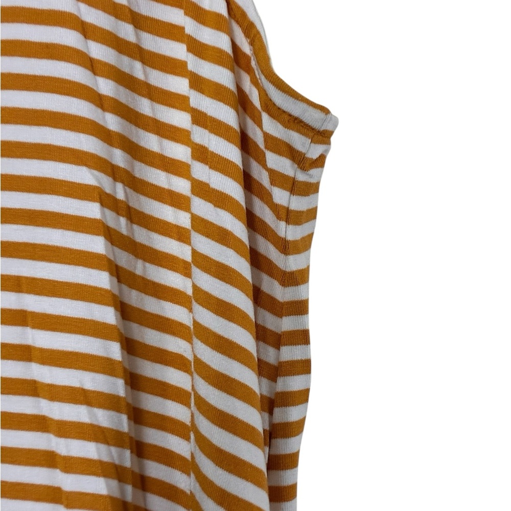 Old Navy | Orange white striped scoop crewneck sleeveless stretch midi dress - Picture 11 of 12